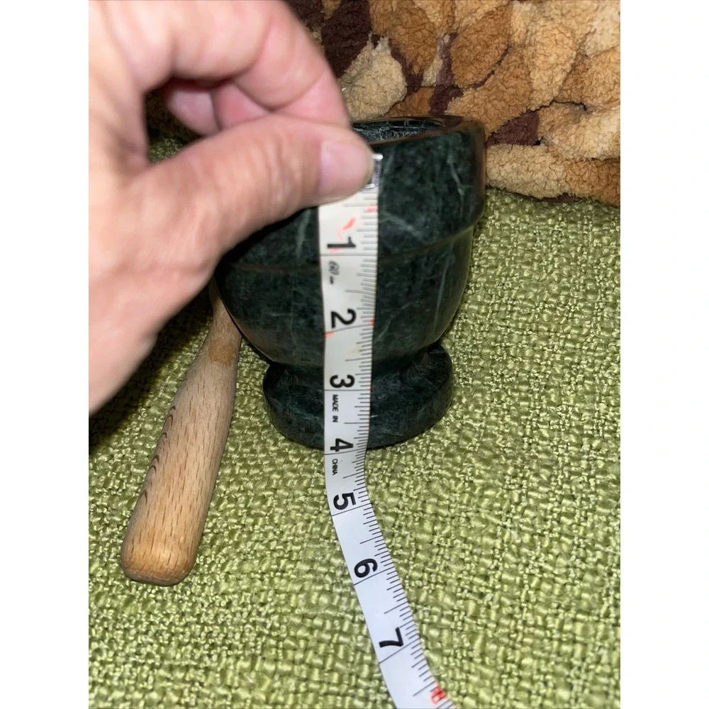 Mortar And Pestle Footed Marble Natural‎ Stone Green Food Grinder
